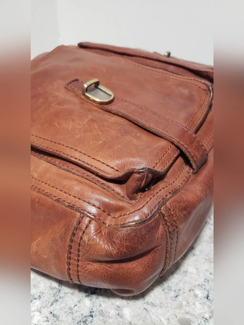 Fossil Vintage 'Estate' Brown Leather Messenger Shoulder Bag